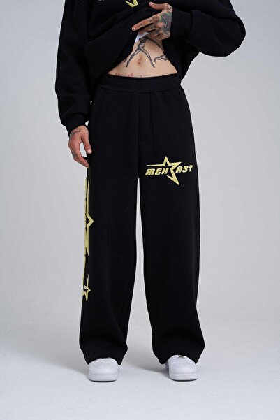 Machinist Men's Stars Embroidered Baggy Oversize Black Sweatpants