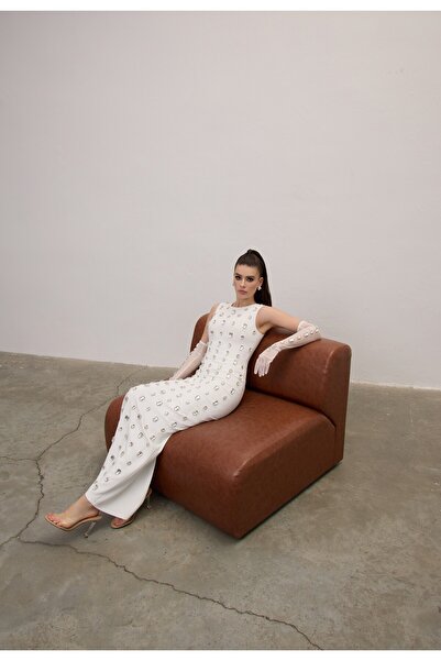 Angle Create Büyük Taşlı Uzun Elbise