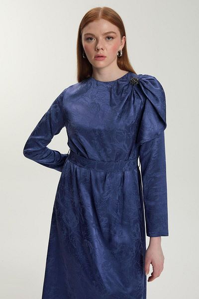 Zühre Φόρεμα Lavender με λεπτομέρεια Jacquard Shoulder E-0514