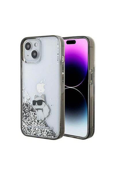 Karl Lagerfeld Carcasă pentru iPhone 13, iPhone 14, iPhone 15, Hardcase cu sclipici lichid, Karl Lagerfeld - Transparentă