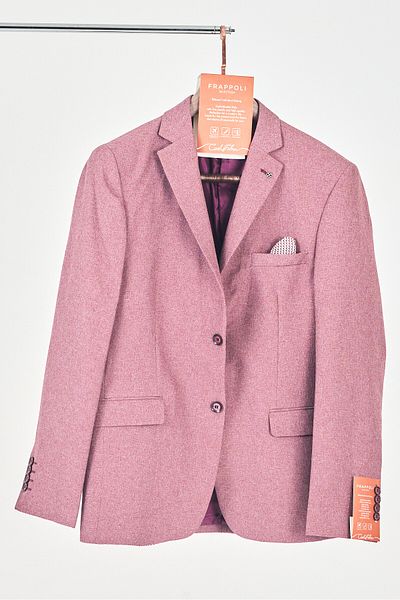 Frappoli Picardi Men's Burgundy Textured Fabric Mono Collar Slim Fit Sports Blazer Jacket (Large Size-Oversize)