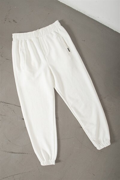 Machinist Men's Relaxed Ecru Sweatpants with Elastic Waist and Cuffs