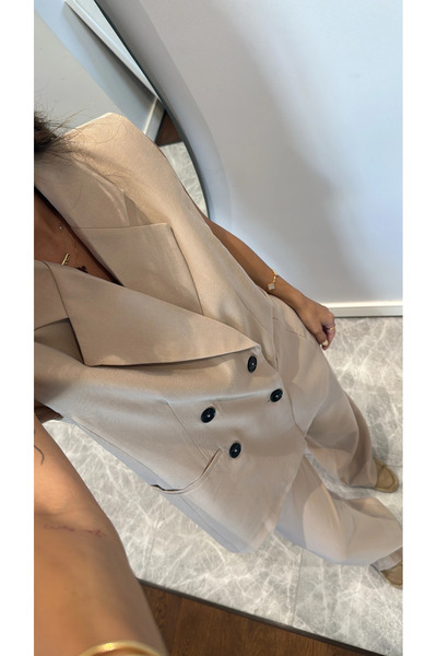 My Blog Stone Black Buttoned Vest Trousers Suit - 9568