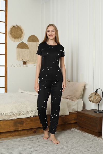 LİLA İÇ GİYİM Pajama Set - Black - Patterned