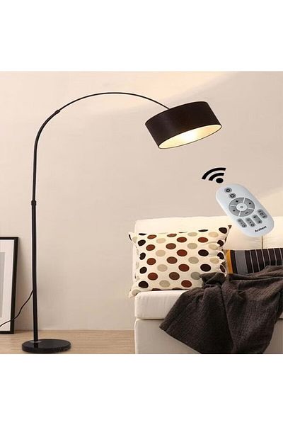 1st First Remote Control Floor Lamp with 12W Tri-Color LED Bulb and Fabric Shade
