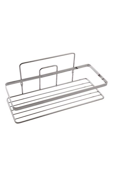 flores Metal bathroom shelf, one rectangular shelf with frame, shiny chrome, 27 x 11 cm