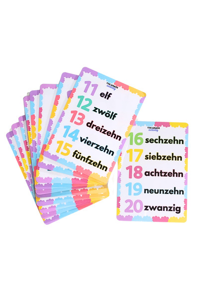 The Grade Almanca Sayılar (1'den 20'ye kadar) Duvar Posteri Çocuklar İçin Eğitici Poster Almanca eğitici set