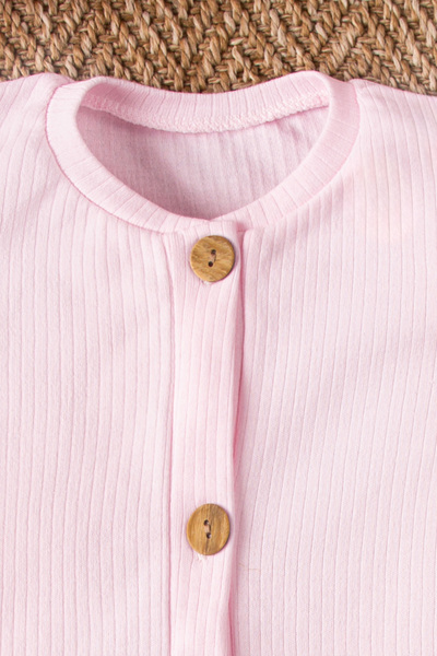 Mai Perla Short Sleeve Wooden Buttoned Organic Jumpsuit Baby Set