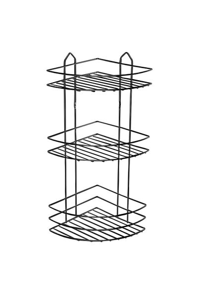 flores Bathroom shelf, metal, corner, three shelves, matt black, A24203S, 210 x 210 x 530 mm