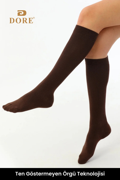 Dore Original Women's 4 Pairs Premium Knee-Length Cotton Combed Seamless Non-Exposed Knee-Length Luxury Socks