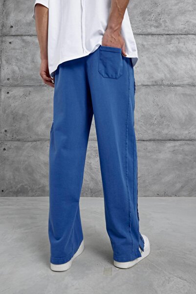 NOMARC Erkek Mavi Yıkamalı Detaylı Project Yazılı Eşofman Altı