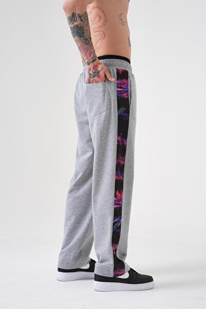 Machinist Ανδρικό Motıvate Yourself εμπριμέ από οργανικό βαμβάκι Oversize Grey Melange παντελόνι