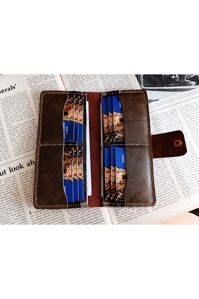 Mahfuz Handcrafted Genuine Leather Wallet 12 Card 2 Banknote Space (19.4cm*8.5cm) PLN1