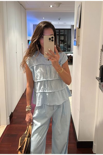 My Blog Σετ παντελόνι μπλούζας Blue Milora - 2025145
