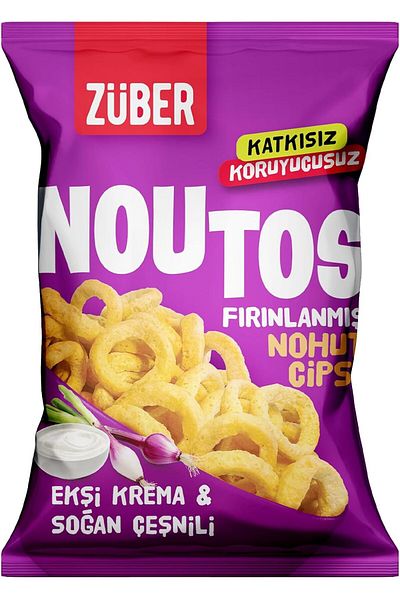 Züber Noutos Chickpea Chips with Sour Cream and Onion Seasoning 55Gr (3 Pcs)