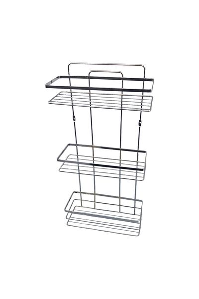flores Bathroom shelf, metal, three rectangular shelves with frame, shiny chrome, SB009C, 270 x 110 mm