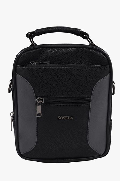 SOSELA 45-3024 Large Size Men's Black-Grey Handbag