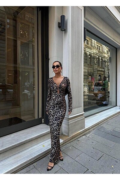 LUCCİERRE FİERA LEOPAR DESENLİ ELBİSE