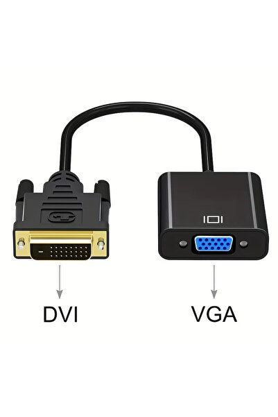 Derwell DVI To VGA Adaptörü 1080 P DVI-D Erkek VGA Dişi Adaptör 24+1 Çevirici...