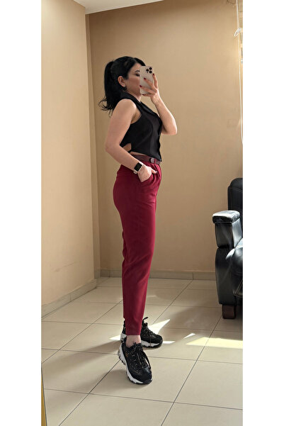 FEMİNEER.com Lastikli Kemerli Kumaş Pantolon