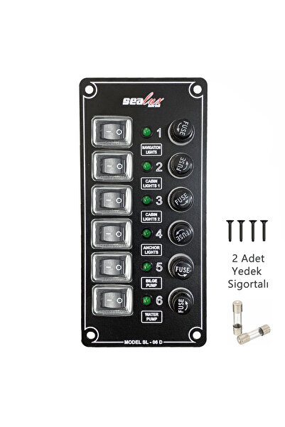 SomayStore Tekne Switch Panel Kontrol Paneli Dikey Model 6 Anahtar Sealux 80x...