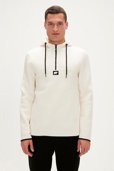 Bad Bear Ecru Men's Sweatshirt - Defense Half-Zip Hoodie, 19.02.27.027