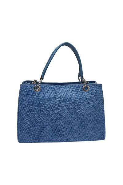 EVoStyle Geantă Damă EVoStyle ZG63, Piele Naturală Italia, Culoare Albastru Deschis