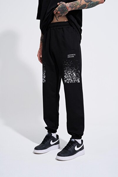 Machinist Ανδρικό Aesthetic Dreams Printed Relaxed Jogger Black Sweatpants