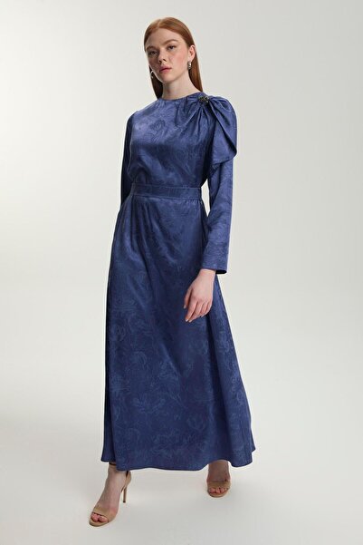 Zühre Jacquard Shoulder Detailed Lavender Dress E-0514