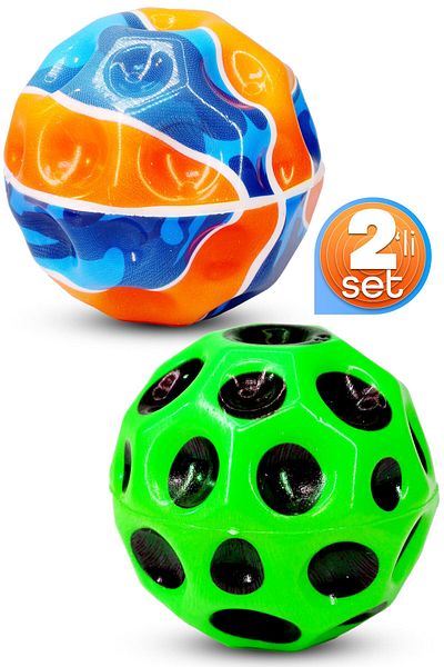 Telvesse 2 Pack High Jumping Ball Moonball Galaxy Space Moon Ball Extreme Jumping Garden Toy Crater Basket
