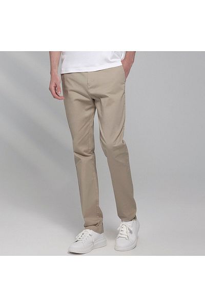 Giordano بنطال رجالي من قماش قطني متوسط الارتفاع ومدبب بشكل منتظم