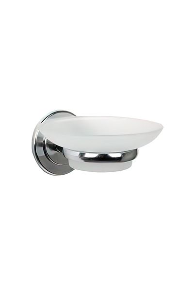 flores Chromed metal stand, with soap dish, adhesive fastening, matt white