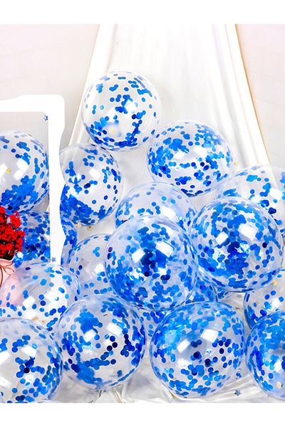Deniz Party Store Dark Blue Confetti Transparent Balloon Set 10 Pieces