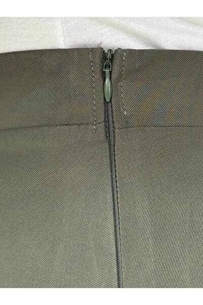 Ebrar Store Zenenya Double Pocket Covered Skirt Suit-El1928 Khaki