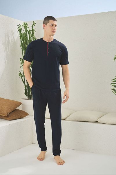KLY 100% Cotton Extra Tall Size Short Sleeve 4 Season Fabric Men's Pajama Set