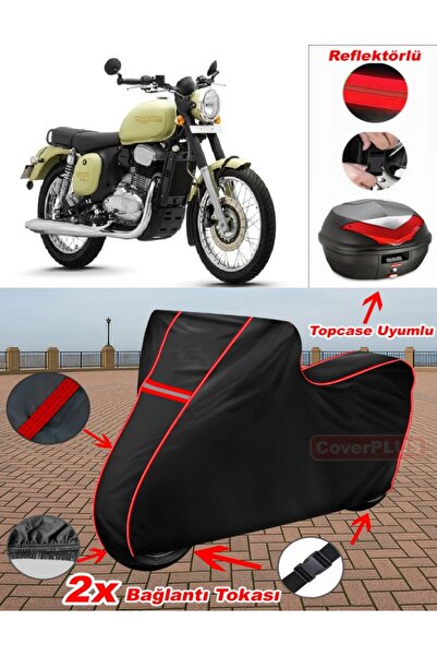 CoverPlus Jawa Forty Two Canvas BLACK Topcase Back Bag متوافق مع القماش المشم...
