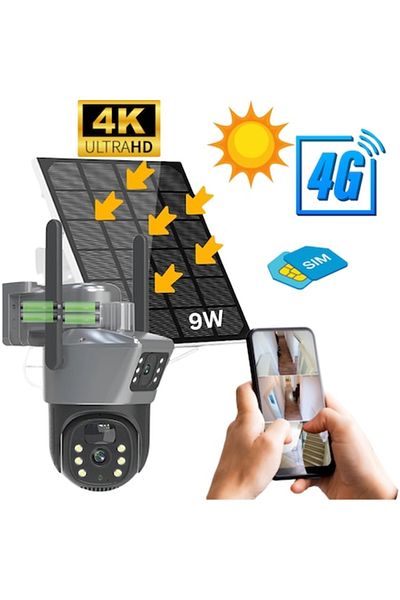ALPACO 4g Solar Surveillance Camera, 4k, Ptz 355°, Audio, Color Night Vision, Ip66, 365z Autonomy