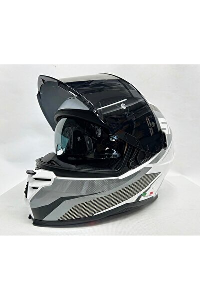 Sway SW 867 POWER White Black Grey Siyah Camlı İç Güneş Vizörlü Kapalı Kask