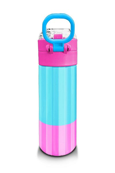 Coral High Kids Girl Patterned Straw and Direct Drinking Steel Thermos 500 ml