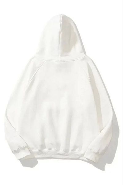 nedo7 3 Thread Cotton Unisex Hooded Sweetshirt - White
