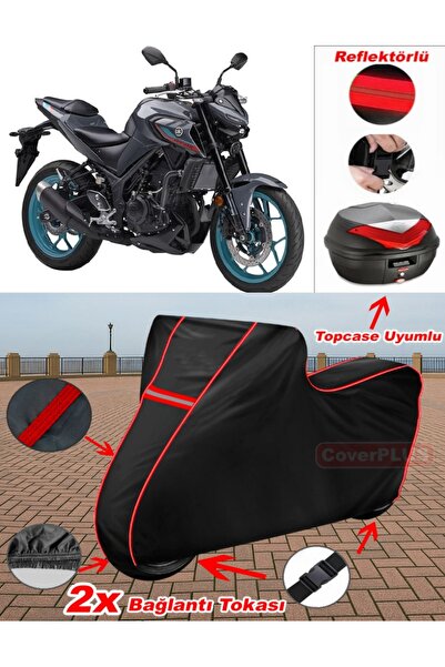 CoverPlus Yamaha MT-03 قماش القنب الأسود Topcase الخلفي متوافق مع القماش القط...