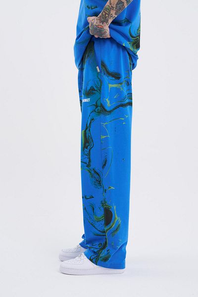 Machinist Men's Abstract Machinist Baggy Blue Sweatpants