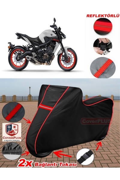 CoverPlus ياماها MT-09 القماش المشمع الأسود للدراجات النارية القماش المشمع غط...