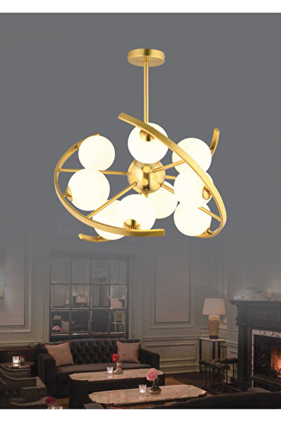 ATIK Aras Göz Alıcı Simetri: Gold Halka Formlu Modern Avize 12'Lİ