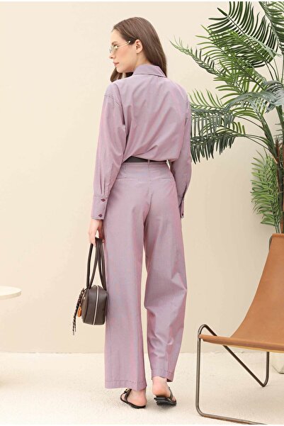 HEQA Штани з широкими штанинами в смужку, бордові