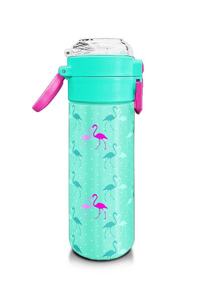 Coral High Kids Girl Patterned Straw and Direct Drinking Steel Thermos 500 ml