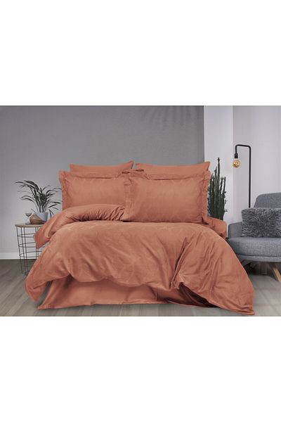 Sevim Double Duvet Cover - Orange - Plain