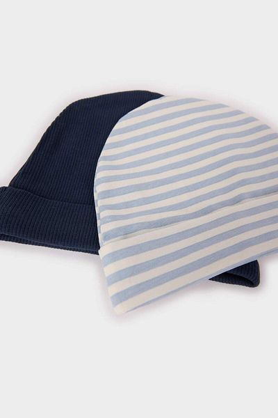 DeFacto Baby Boy Newborn Patterned 2-Piece Cotton Beanie F5050A5Ns