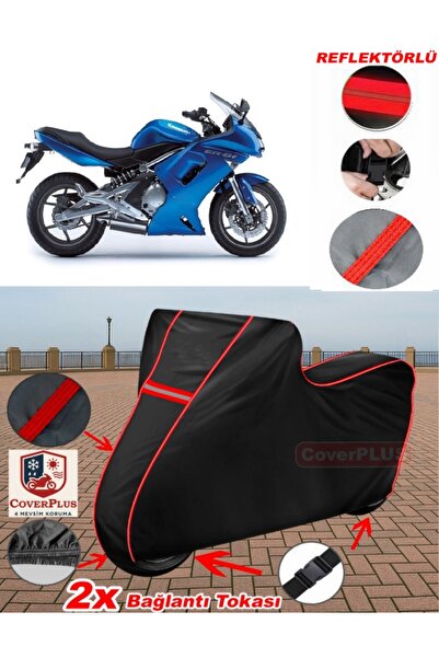 CoverPlus لـ Kawasaki ER-6 F قماش القنب الأسود للدراجات النارية قماش القنب غط...