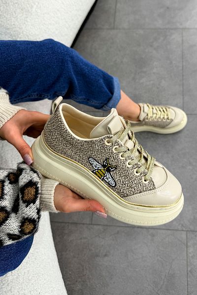 Mamito Ayakkabı QUİN 229 Pantofi sport cu modele și șireturi cu talpă înaltă